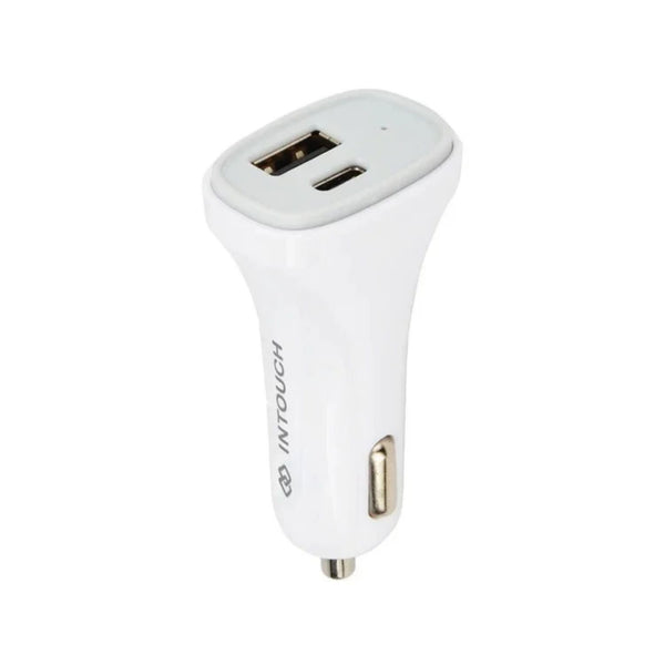 INTOUCH USB/USB-C 30W Car Charger - White (IT-CLD3030-WH)