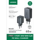 UGREEN 3 Port GaN 65W Wall Charger & 1 Port 30W Wall Charger (UG-BUN-CD244)
