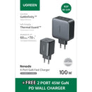 UGREEN 4 Port GaN 100W Wall Charger & 2 Port Type-C PD 45W Wall Charger 45W Bundle (UG-BUN-CD226)