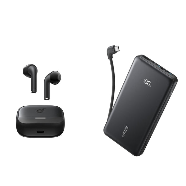 Anker Zolo Power Bank 10000mAh 22.5W With Built-In USB-C Cable & soundcore K20i True Wireless Earbud Bundle (ANK-BUN-PBNKK20)