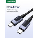UGREEN Type-C To Type-C Braided Cable 240W 2 Metre - Grey (UG-L513-45068)
