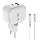Snug USB/Type-C Wall Charger 35W with Type-C Cable - White (SNP-TR-35BUC-TY)