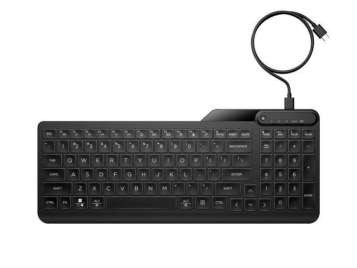 HP 400 Backlit Wired Keyboard English Black