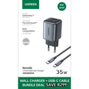 UGREEN Nexode 2 Port Wall Charger 35W & Type-C To Type-C Cable 60W 1 Metre (UG-BUN-CD350)