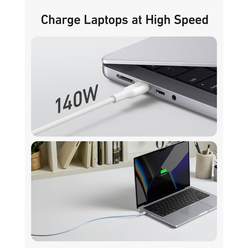 Anker 544 Bio-Based USB C-USB C Cable Fast Charging 140W 0.9M Cable - White (A80F1H21)