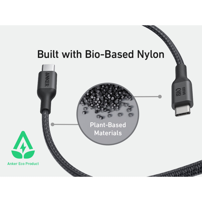 Anker 544 Bio-Based USB C-USB C Cable Fast Charging 140W 0.9M Cable - Black (A80F5H11)