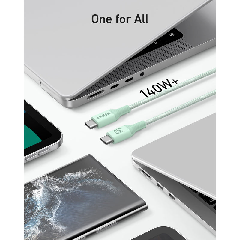Anker 544 Bio-Based USB C-USB C Cable Fast Charging 140W 0.9M Cable - Green (A80F5H61)