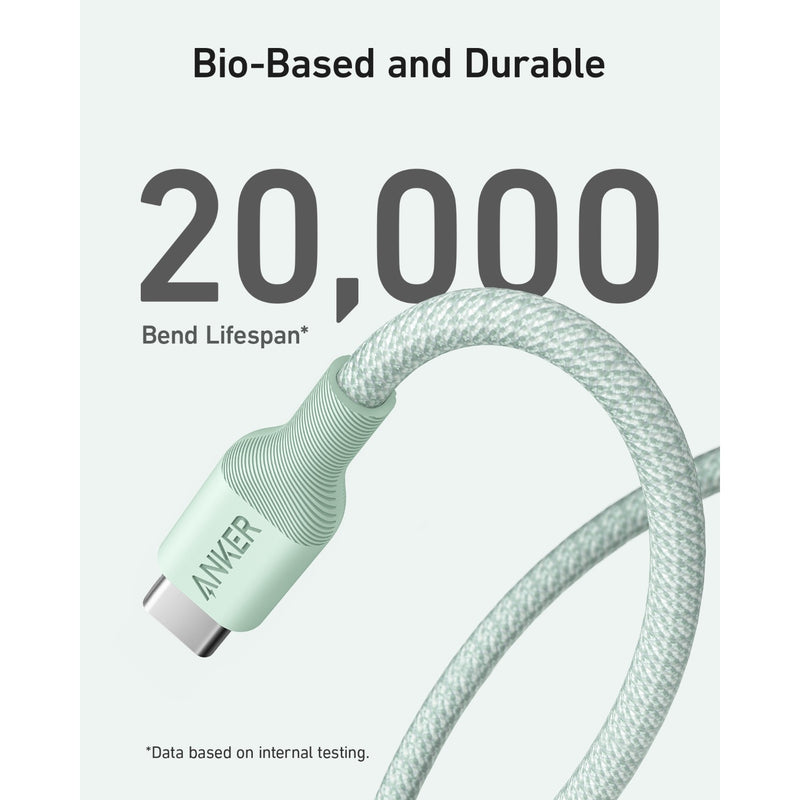 Anker 544 Bio-Based USB C-USB C Cable Fast Charging 140W 0.9M Cable - Green (A80F5H61)