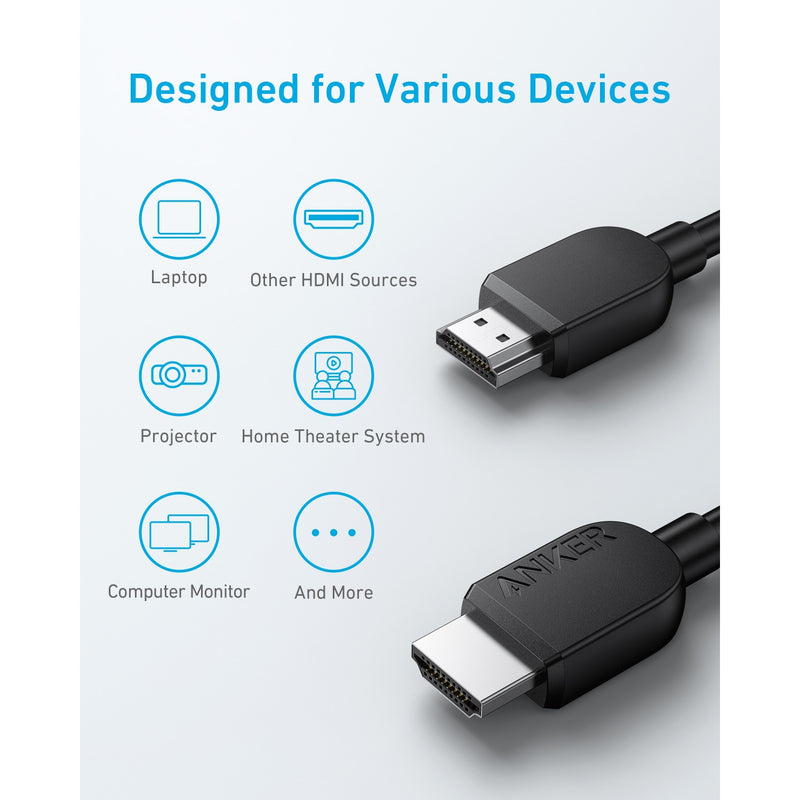 Anker HDMI Adapter Cable 8K@60Hz 1.8m HDMI to HDMI Cord - Black (A8742H11)