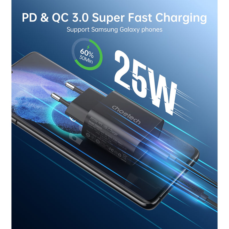 Choetech 1 Port PD Wall Charger - 25W - Black (CHO-PD6003-BK)