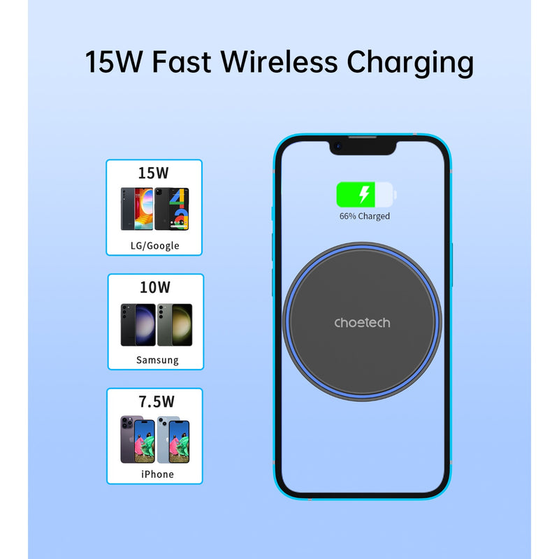Choetech Magnetic Wireless Car Charger T205-F 15W - Black (CHO-T205-F-BK)