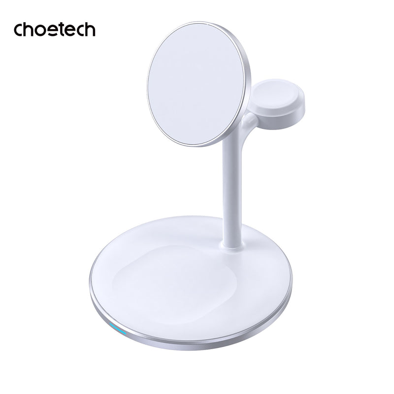 Choetech Fast Wireless 3 In 1 Magnetic Charging Stand T585-F 15W - White (CHO-T585-FV12-W)