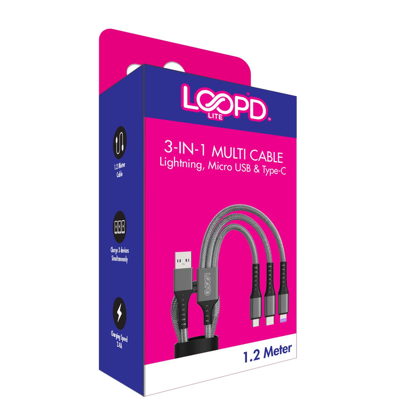 LOOP'D Lite 3 in 1 Multi Cable - 1.2 Metre