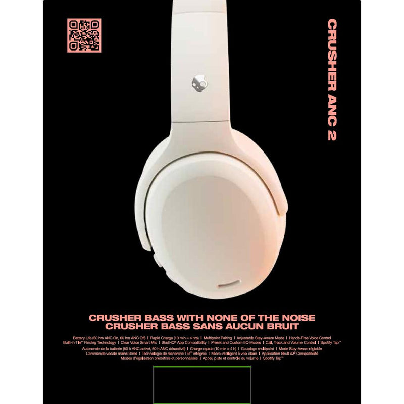 Skullcandy Crusher® ANC 2 Sensory Bass Headphones With ANC - Bone/Orange (S6CAW-S951)