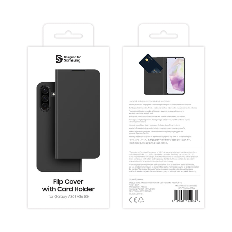Samsung Mobeen Flip Case With Card Slot  - Samsung Galaxy A36 - Black (SAM-GP-FWA366AE)