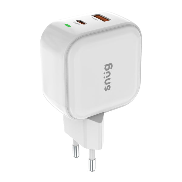 Snug 2 Port USB/Type C Wall Charger 45W - White (SNP-TR-45BUC-W)