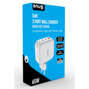 Snug 3 Port PD/USB GaN Wall Charger - 65W - White (SNP-TR-65BUC2-W)