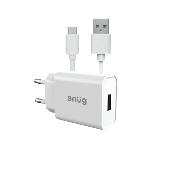 Snug Lite 1 Port Type A Home Charger With Type-C Cable 2.1AMP