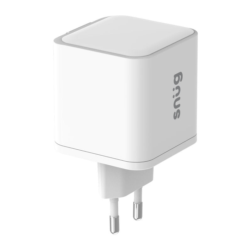 Snug 2 Port PD/USB Charger With Retractable Cable - 65W - White (SNPW-2P65WRET-W)