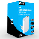 Snug 2 Port PD GaN Slim Wall Charger 45W - White (SNPW-2SLIM45-WH)
