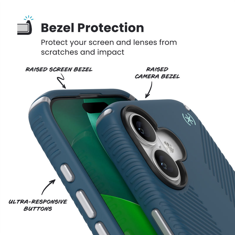 Speck Presidio2 Grip MagSafe Case - Apple iPhone 17 Pro Max - Blue & Silver (SPK150958-3261)
