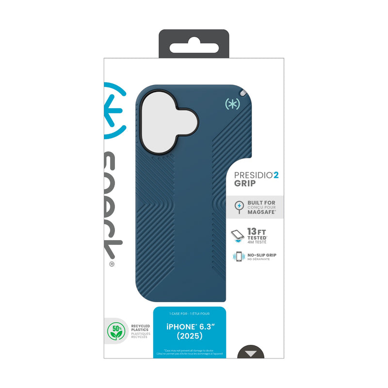 Speck Presidio2 Grip MagSafe Case - Apple iPhone 17 Pro Max - Blue & Silver (SPK150958-3261)