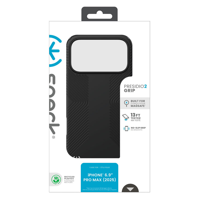 Speck Presidio2 Grip MagSafe Case - Apple iPhone 17 Pro Max - Black & Slate Grey (SPK150985-D143)
