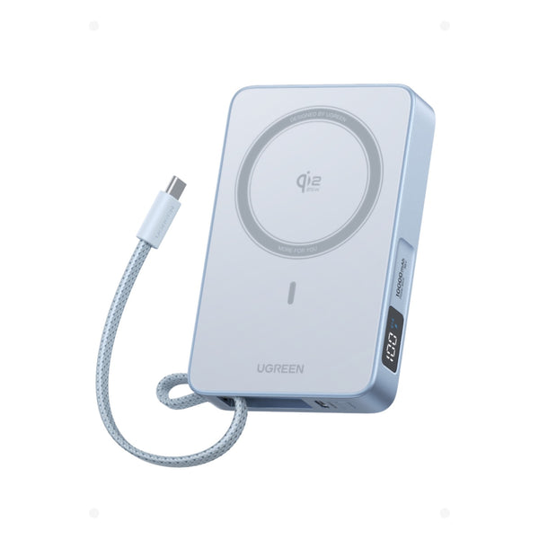 UGREEN 10000mAh Magnetic Wireless Power Bank With Built-in Cable - Blue (UG-PB773-65958B)