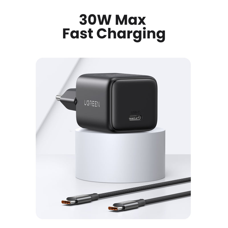 UGREEN 1 Port PD Wall Charger With Cable - 30W - Black (UG-X513-65012)