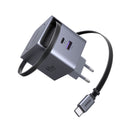 UGREEN 2 Port Wall Charger With Retractable Cable 65W - Grey (UG-X615-65825)