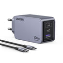 UGREEN 3 Port Wall Charger 100W With Cable - Grey (UG-X757-25874)