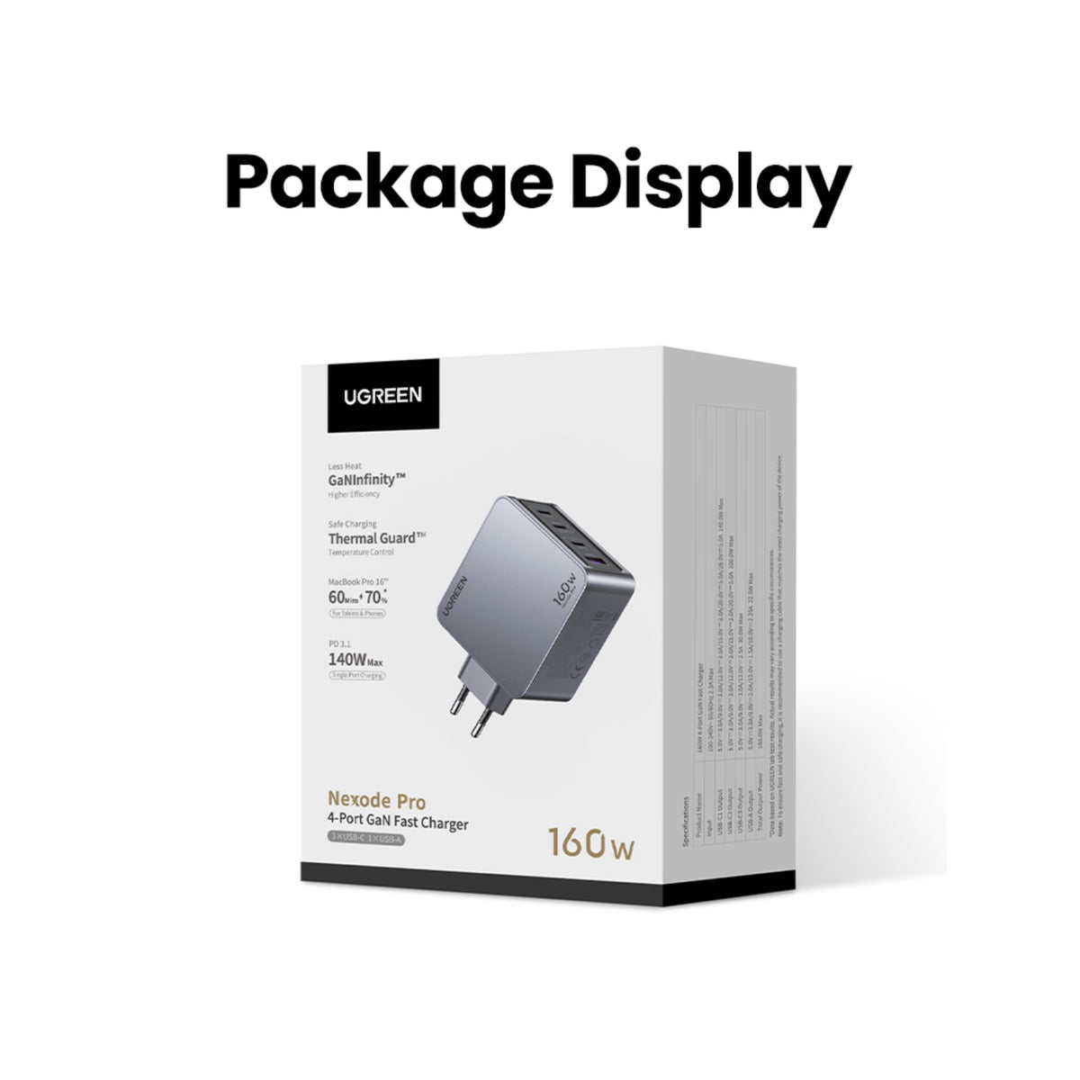 UGREEN Nexode Pro 4 Port PD/USB Wall Charger 160W - Grey (UG-X763-2587