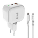 Snug USB/Type-C Wall Charger 35W with MFI Cable - White (SNP-TR-35BUC-MF)