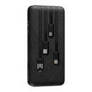 Snug 10000mAh Power Bank With Built-In Cables - Black (SNPB-10000CAB-V)