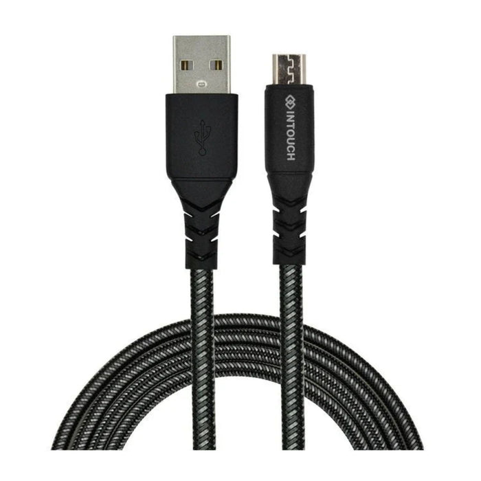 INTOUCH Micro USB Tough Braided Cable 2 Metres - Black (IT-CSC3024-BK)